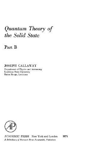 Quantum Theory of the Solid State
