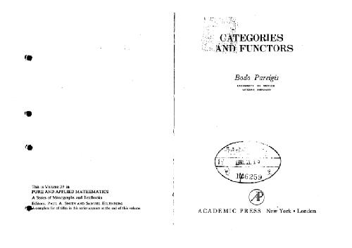 Categories and Functors (Pure and Applied Mathematics, Vol. 39)