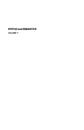 Syntax and Semantics, Volume 7