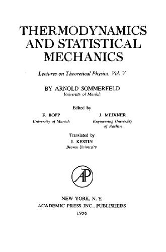 Thermodynamics and Statistical Mechanics