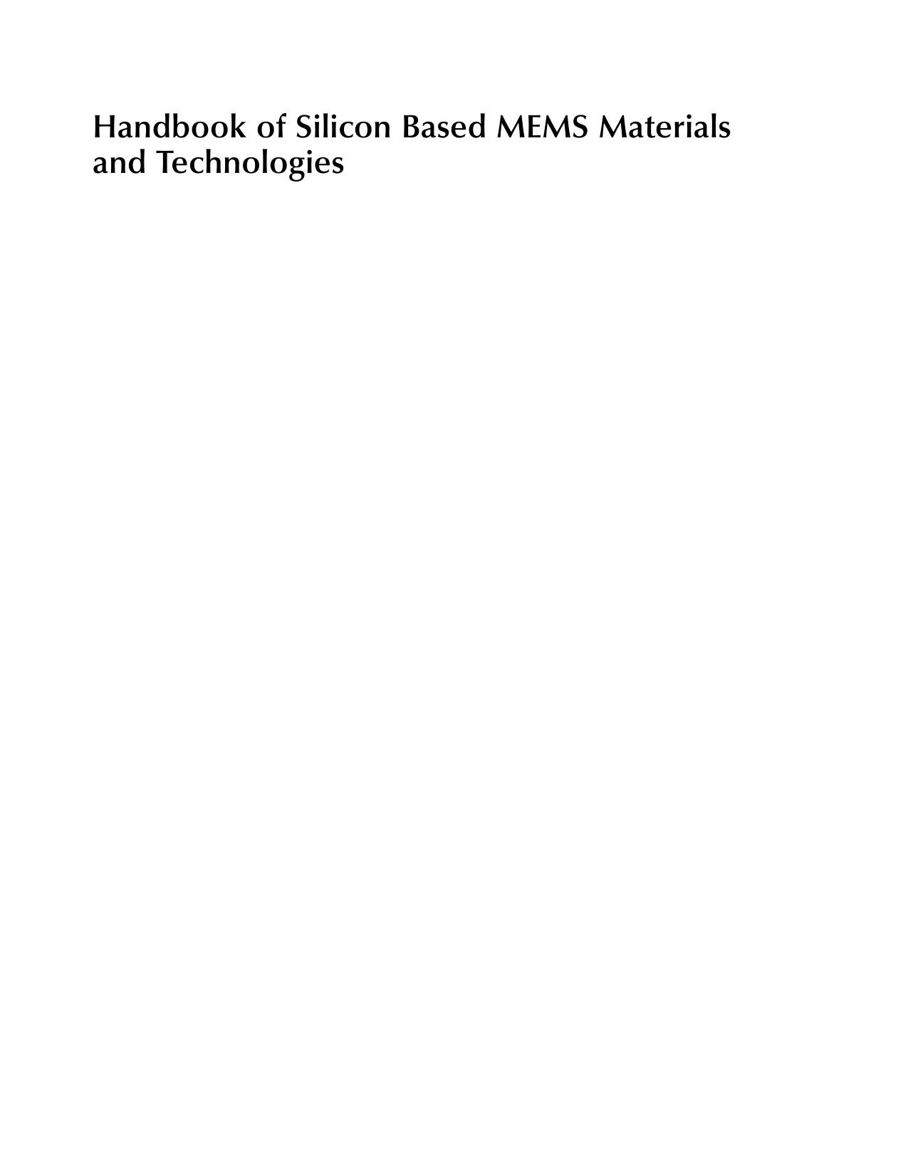 Handbook of Silicon Based Mems Materials and Technologies