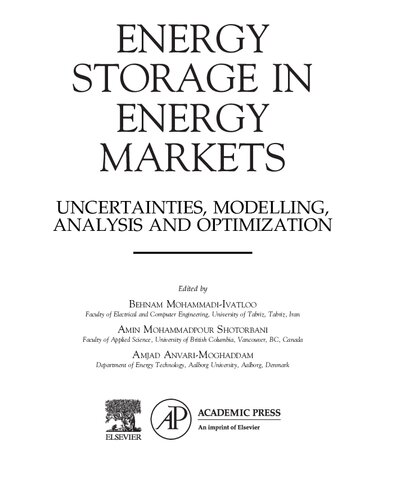 Energy Storage in Energy Markets