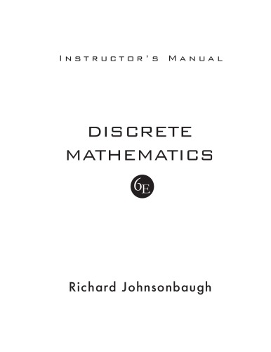 Instructor's Manual Discrete Mathematics