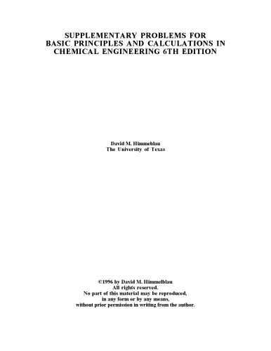 Basic Principles And Calculations In Chemical Engineering