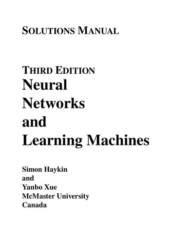 Solutions Manual for Neural Networks and Learning Machines, 3rd Edition