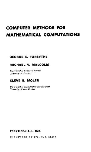 Computer Methods for Mathematical Computations