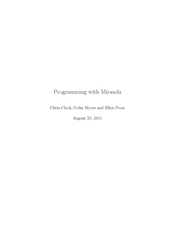 Programming with Miranda