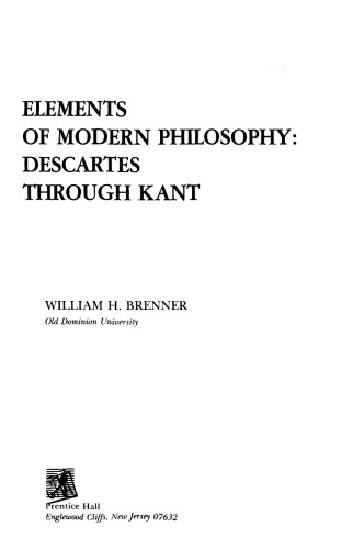 Elements of modern philosophy: Descartes through Kant