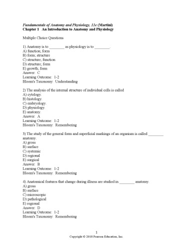 Fundamentals of Anatomy &amp; Physiology