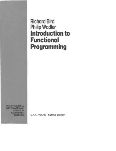 An Introduction to Functional Programming (Prentice Hall International Series in Computing Science)