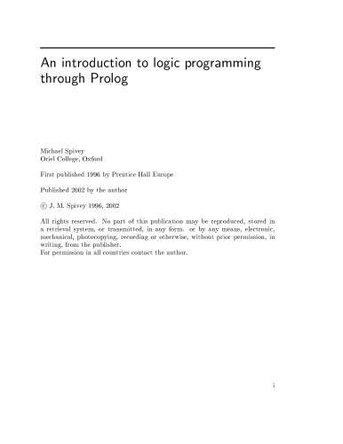 Introduction to Logic Programming Through PROLOG