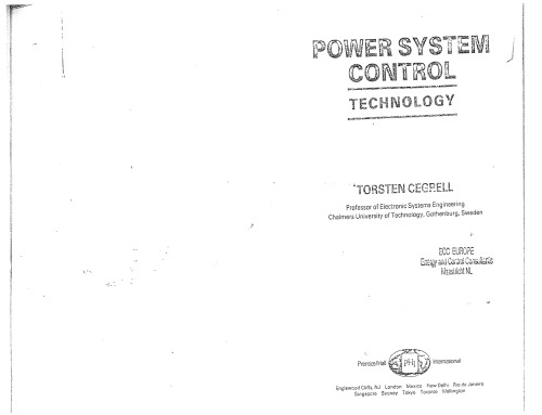 Power System Control Technology