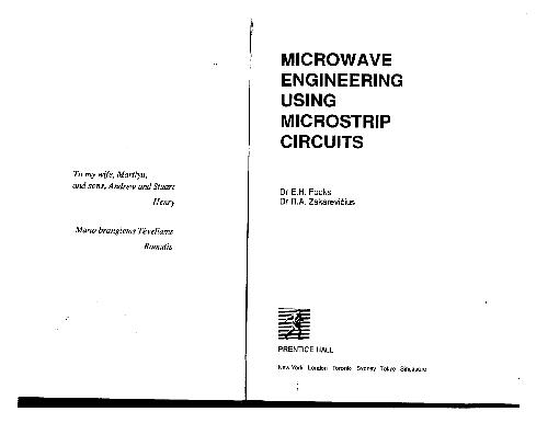 Microwave Engineering Using Microstrip Circuits