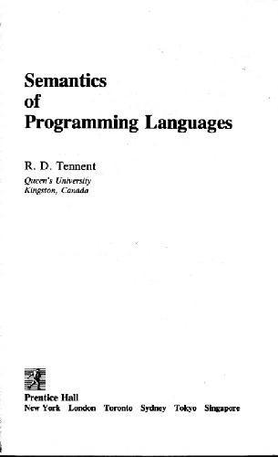 Semantics of Programming Languages (Prentice Hall International Series in Computer Science)