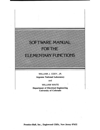 Software Manual for the Elementary Functions