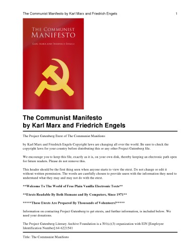 The Communist Manifesto