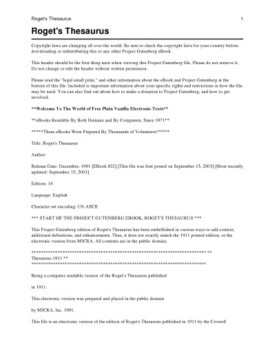 Roget's Thesaurus of English Words and Phrases (Reference Books)