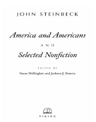 America and Americans and Selected Nonfiction