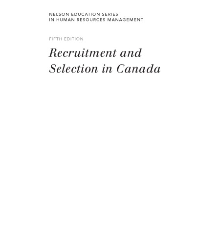 Recruitment and Selection in Canada