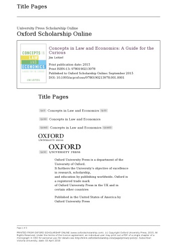 Concepts in Law and Economics