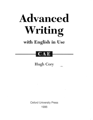 Advanced Writing And English In Use For CAE