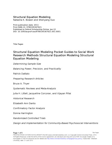 Structural Equation Modeling