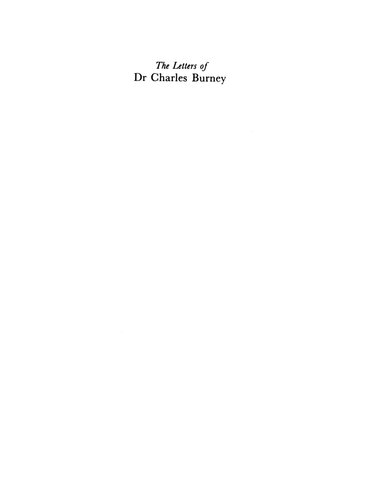 The Letters Of Dr. Charles Burney