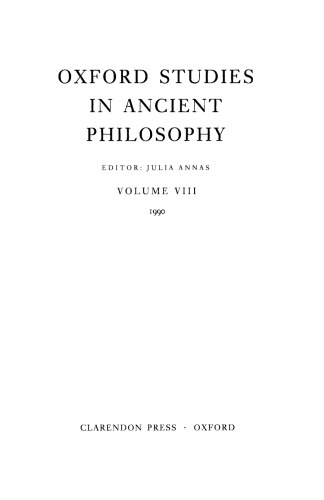 Oxford Studies in Ancient Philosophy