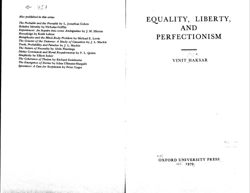 Equality, Liberty and Perfectionism