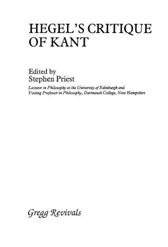 Hegel's Critique of Kant