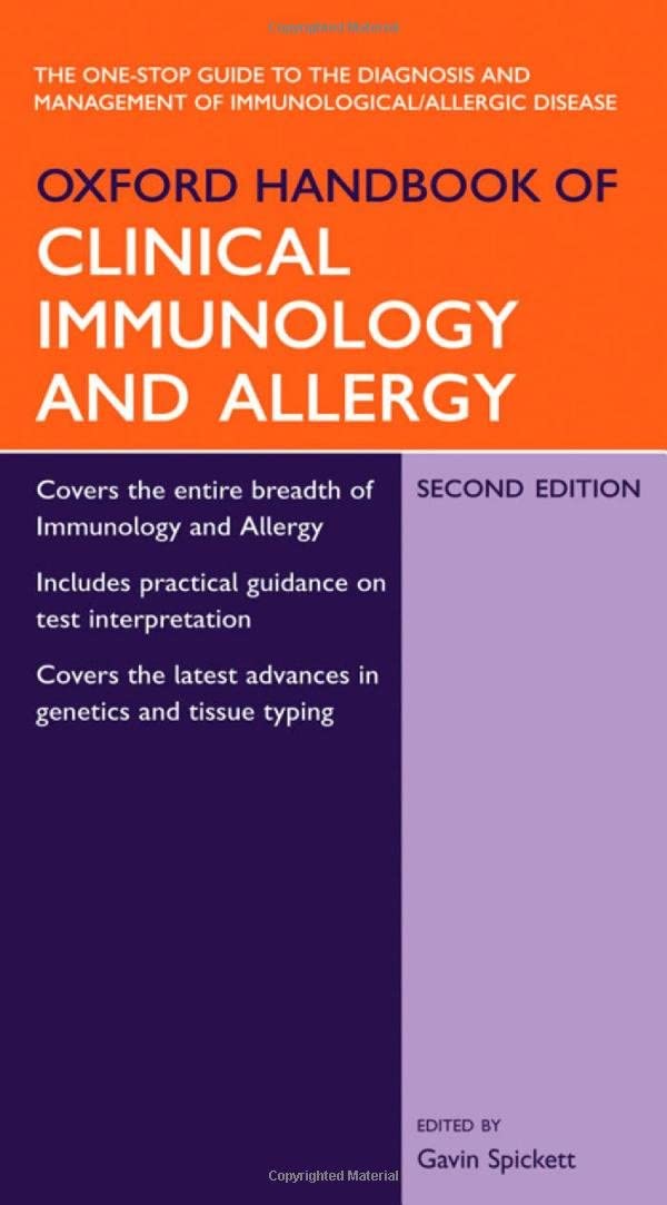 Oxford Handbook of Clinical Immunology and Allergy (Oxford Handbooks Series)