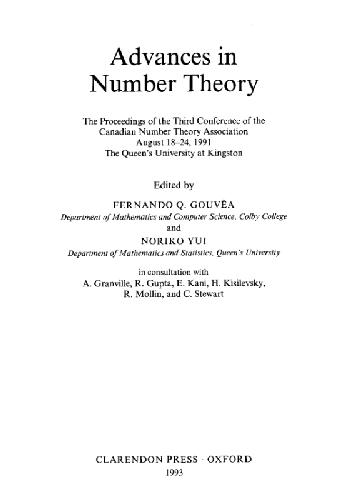 Advances In Number Theory