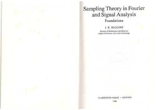 Sampling Theory in Fourier and Signal Analysis