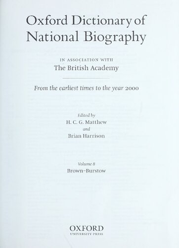 Oxford dictionary of national biography : from the earliest times to the year 2000