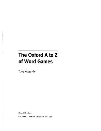 The Oxford A to Z of Word Games