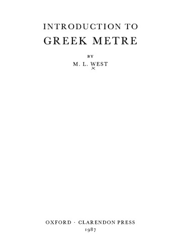 Introduction to Greek Metre