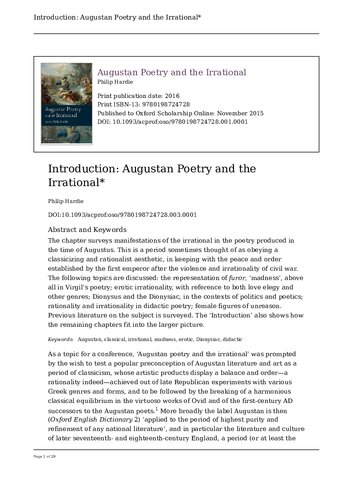 Augustan Poetry and the Irrational