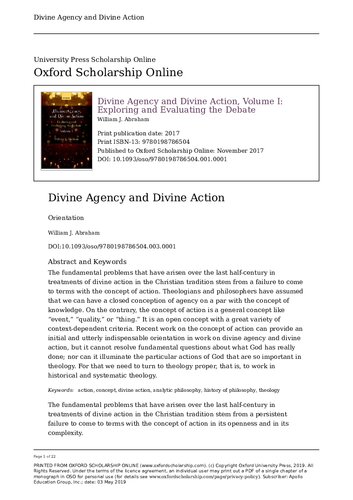 Divine Agency and Divine Action, Volume I