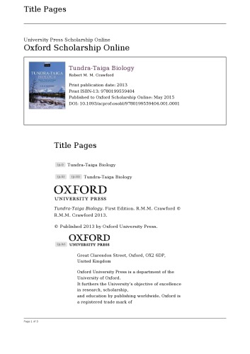 Tundra-Taiga Biology
