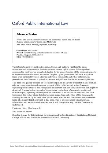 The International Covenant on Economic, Social and Cultural Rights