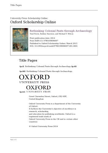 Rethinking Colonial Pasts Through Archaeology