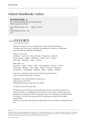 Oxford Handbook of Food History