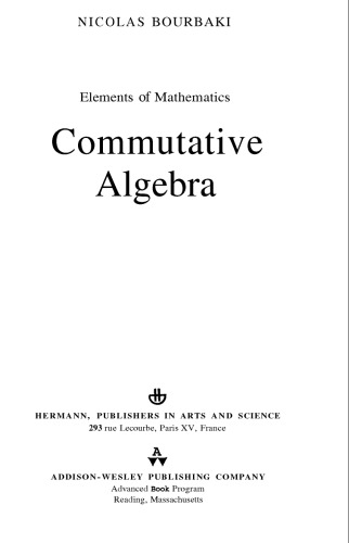 Commutative Algebra