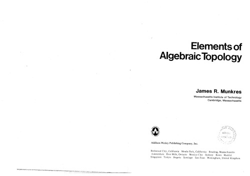 Elements Of Algebraic Topology