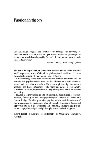 Passion in Theory : Conceptions of Freud and Lacan.