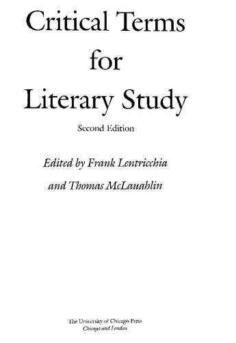 Critical Terms for Literary Study