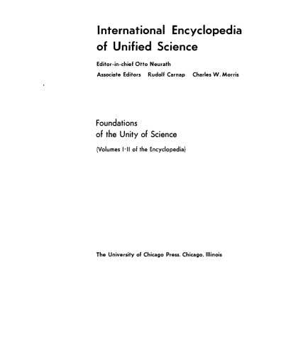 Foundations of the Unity of Science