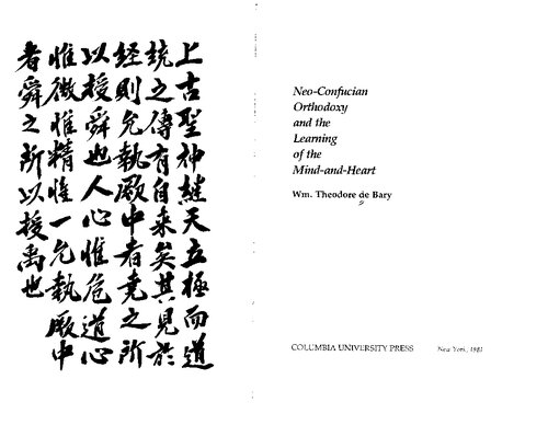 Neo Confucian Orthodoxy And The Learning Of The Mind And Heart