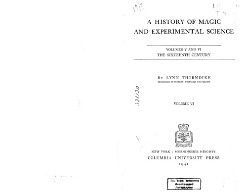 History of Magic and Experimental Science