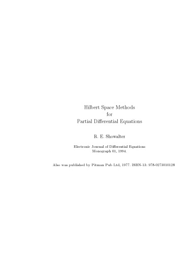 Hilbert Space Methods For Partial Differential Equations